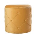 Fabulaxe Round Wooden Velvet Ottoman Stool with Lid, Yellow QI003523Y